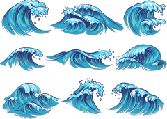 Chinese style cartoon sea wave pattern (75)
