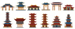 Chinese Style pavilion and memorial archway template pattern (32)