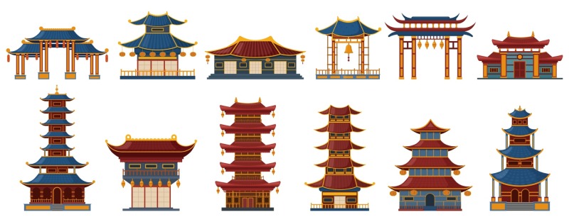 Chinese Style pavilion and memorial archway template pattern (32)
