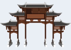 Chinese Style pavilion and memorial archway template pattern (25)