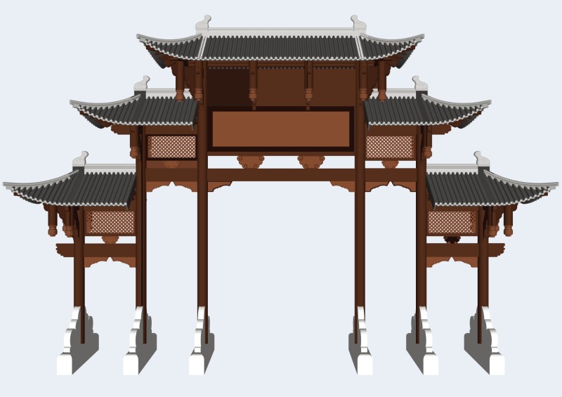 Chinese Style pavilion and memorial archway template pattern (25)