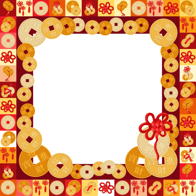 Chinese Style gold ingot and gold coin template pattern (14)