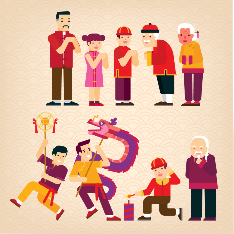 Chinese Style dragon and lion dance  pattern (11)