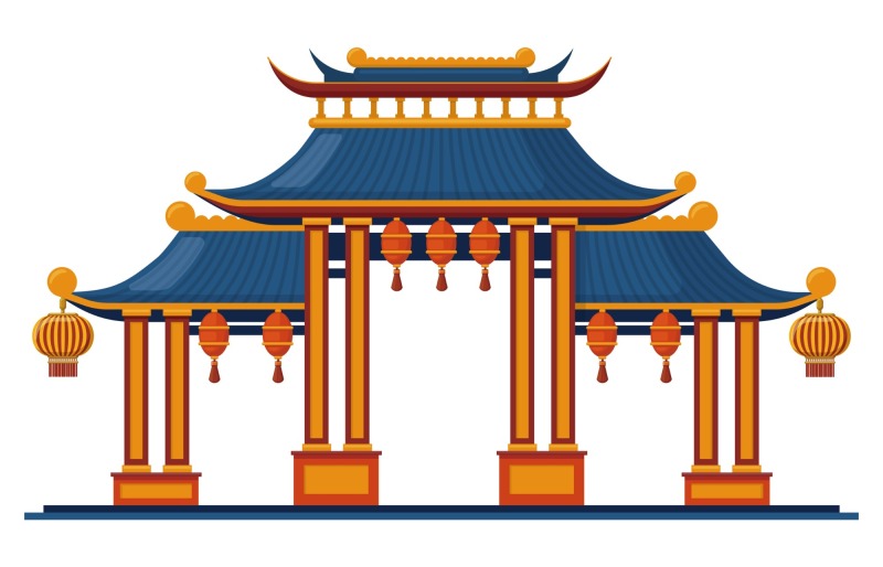 Chinese Style pavilion and memorial archway template pattern (37)