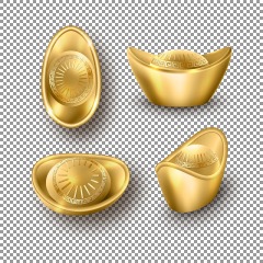 Chinese Style gold ingot and gold coin template pattern (15)