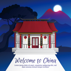 Chinese Style pavilion and memorial archway template pattern (48)