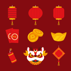 Chinese Style dragon and lion dance  pattern (3)