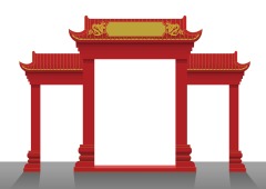 Chinese Style pavilion and memorial archway template pattern (38)