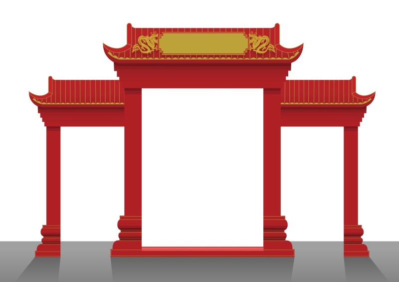 Chinese Style pavilion and memorial archway template pattern (38)