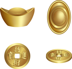 Chinese Style gold ingot and gold coin template pattern (18)
