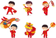 Chinese Style dragon and lion dance  pattern (10)