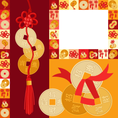 Chinese Style gold ingot and gold coin template pattern (17)