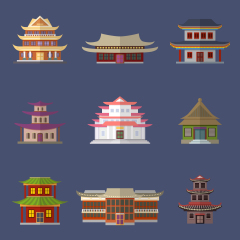 Chinese Style pavilion and memorial archway template pattern (9)