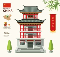 Chinese Style pavilion and memorial archway template pattern (47)