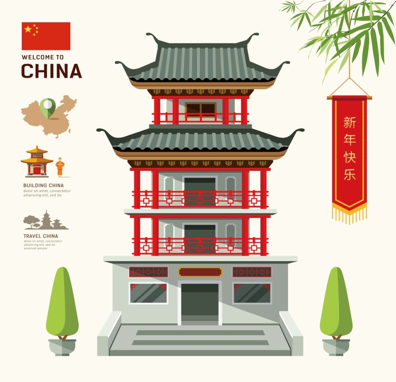 Chinese Style pavilion and memorial archway template pattern (47)
