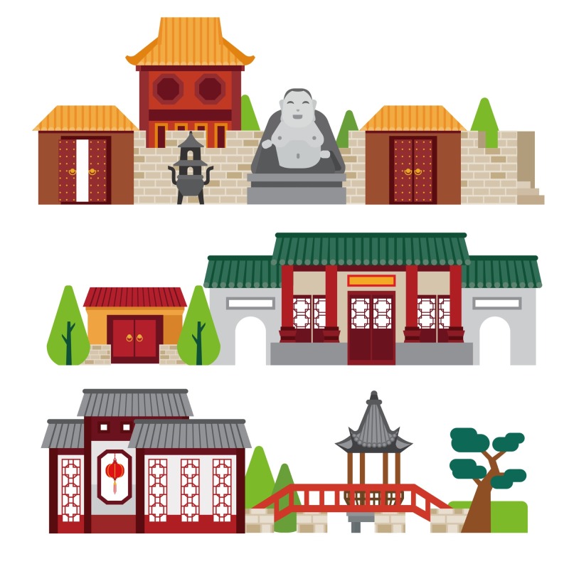 Chinese Style pavilion and memorial archway template pattern (29)