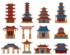 Chinese Style pavilion and memorial archway template pattern (28)