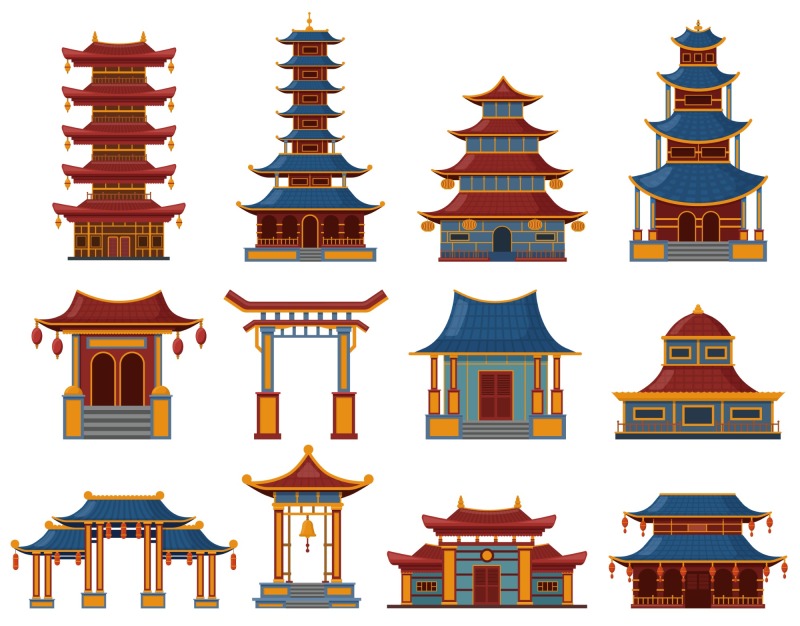 Chinese Style pavilion and memorial archway template pattern (28)