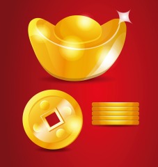 Chinese Style gold ingot and gold coin template pattern (2)