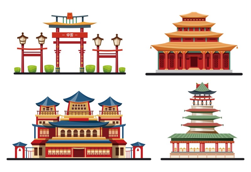Chinese Style pavilion and memorial archway template pattern (31)