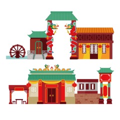 Chinese Style pavilion and memorial archway template pattern (42)