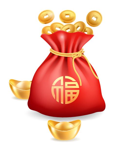 Chinese Style gold ingot and gold coin template pattern (21)