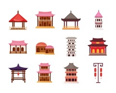 Chinese Style pavilion and memorial archway template pattern (40)