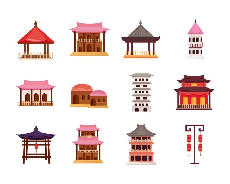 Chinese Style pavilion and memorial archway template pattern (40)