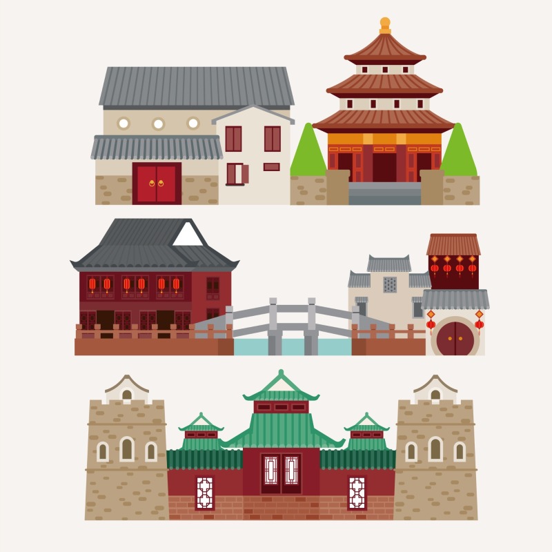 Chinese Style pavilion and memorial archway template pattern (30)
