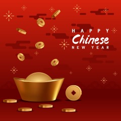 Chinese Style gold ingot and gold coin template pattern (7)