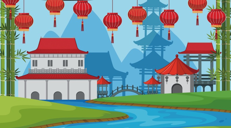 Chinese Style pavilion and memorial archway template pattern (18)
