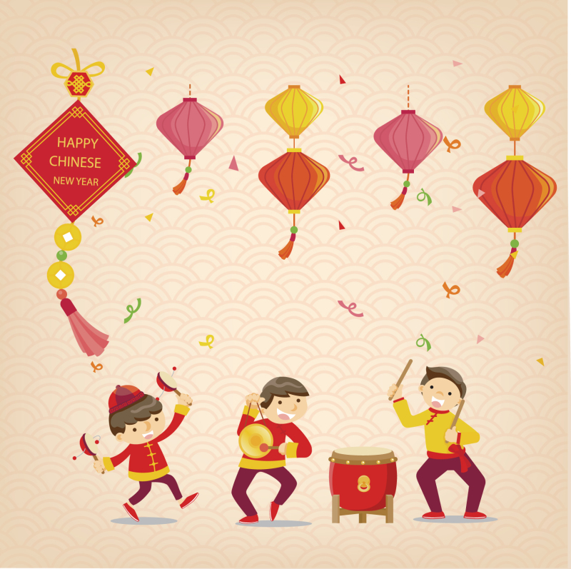 Chinese Style dragon and lion dance  pattern (15)