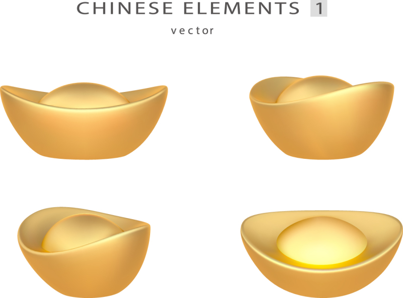 Chinese Style gold ingot and gold coin template pattern (11)