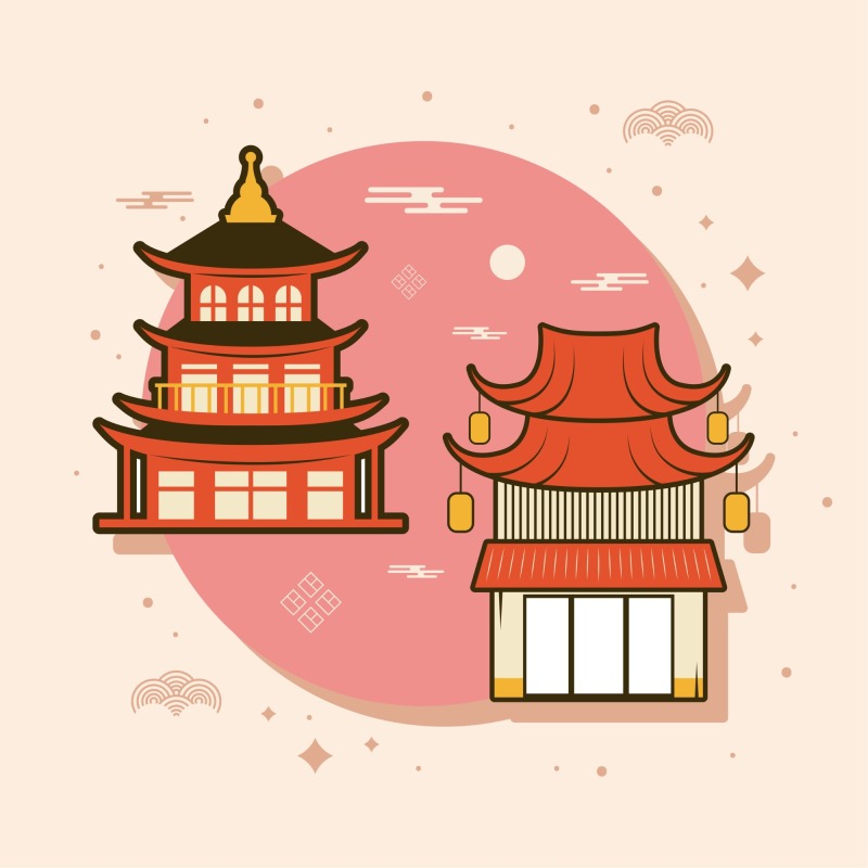 Chinese Style pavilion and memorial archway template pattern (6)