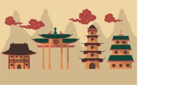 Chinese Style pavilion and memorial archway template pattern (54)