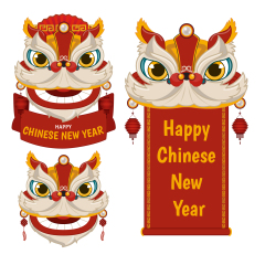 Chinese Style dragon and lion dance  pattern (5)
