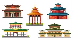Chinese Style pavilion and memorial archway template pattern (46)