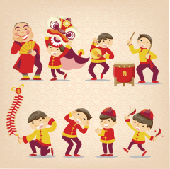 Chinese Style dragon and lion dance  pattern (13)
