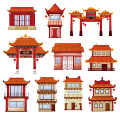 Chinese Style pavilion and memorial archway template pattern (4)