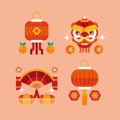 Chinese Style dragon and lion dance  pattern (9)