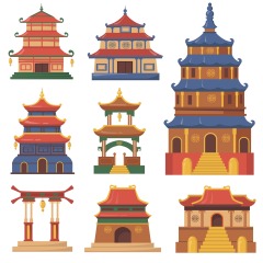 Chinese Style pavilion and memorial archway template pattern (3)