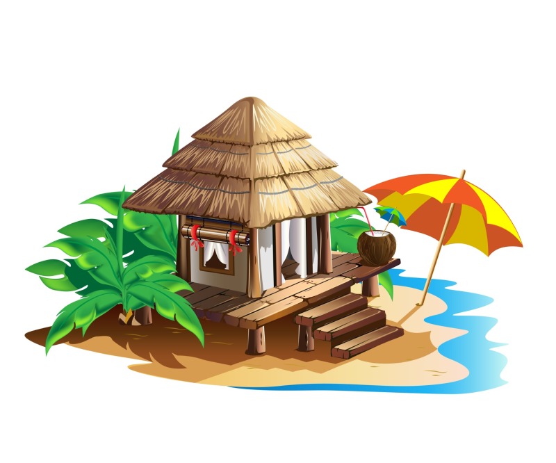 Thatched cottagel and log cabin icon pattern set (17)