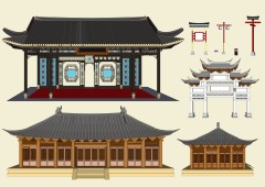 Chinese Style pavilion and memorial archway template pattern (10)