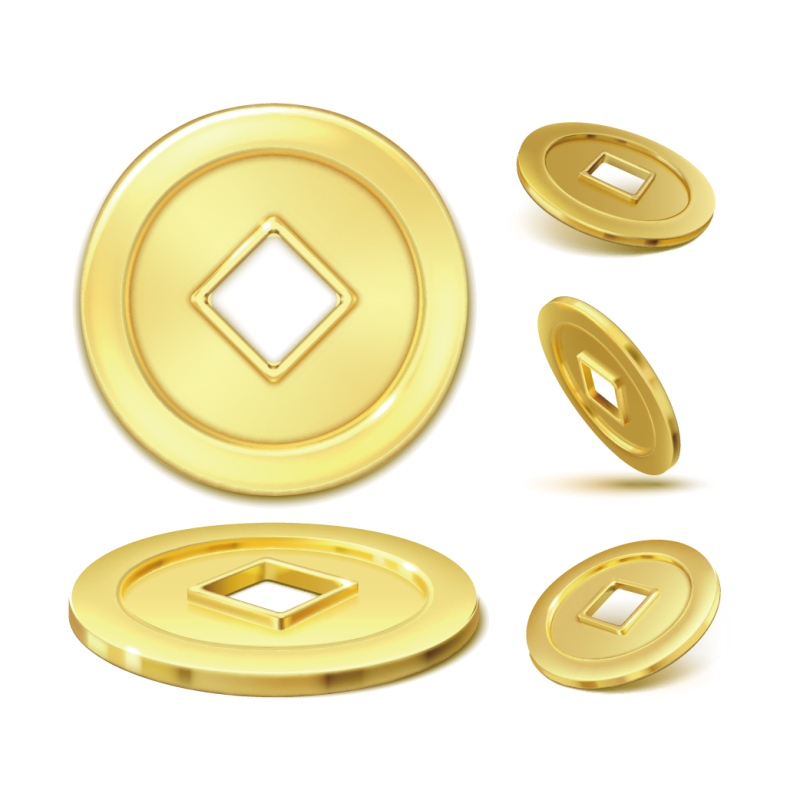 Chinese Style gold ingot and gold coin template pattern (13)