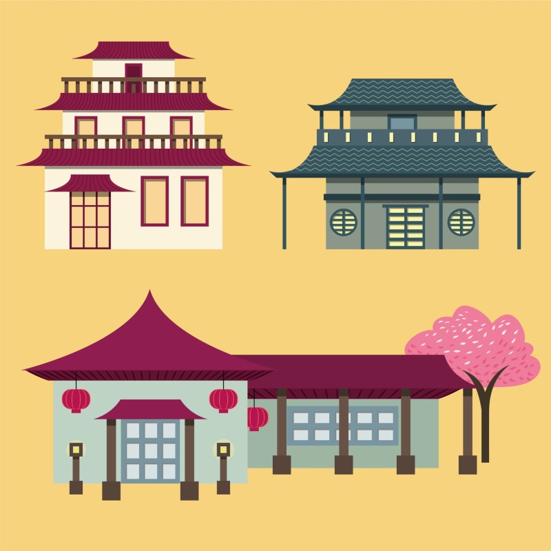 Chinese Style pavilion and memorial archway template pattern (2)