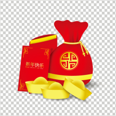 Chinese Style gold ingot and gold coin template pattern (9)