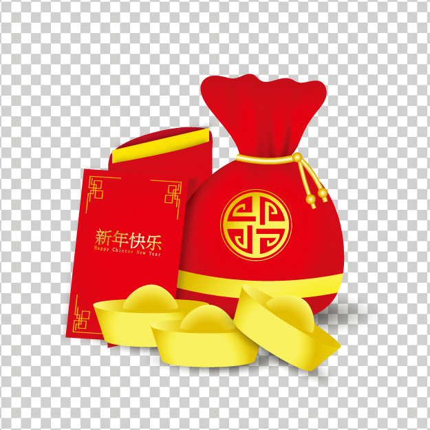 Chinese Style gold ingot and gold coin template pattern (9)