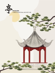 Chinese Style pavilion and memorial archway template pattern (43)