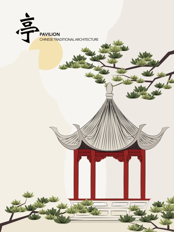 Chinese Style pavilion and memorial archway template pattern (43)