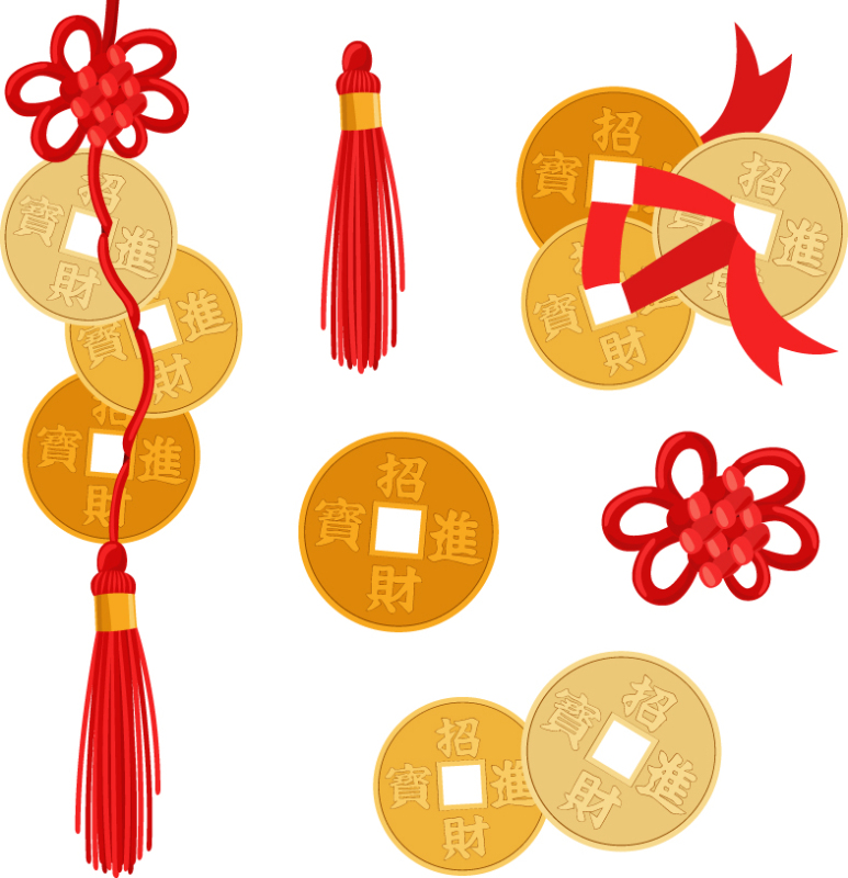 Chinese Style gold ingot and gold coin template pattern (8)